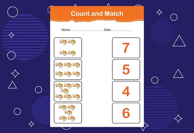 Count and match with the correct number Matching education game Count how many items and choose the correct number