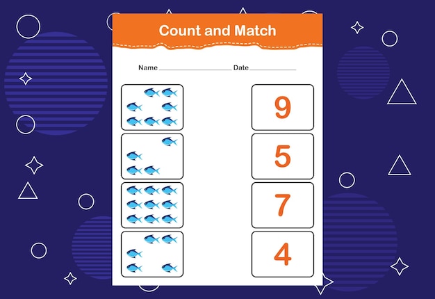 Count and match with the correct number Matching education game Count how many items and choose the correct number