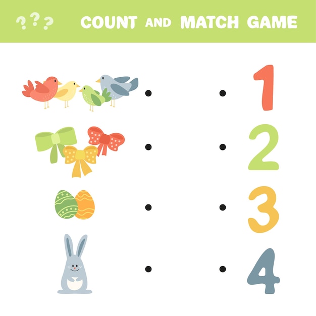 count how many items vector educational game cute easter elements
