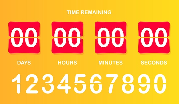 Countdown timer icon Flipstyle numeric display showing days hours minutes seconds with brown background bold split numbers and a clear timeremaining header in white text