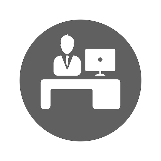 Counter desk people icon Gray vector graphics