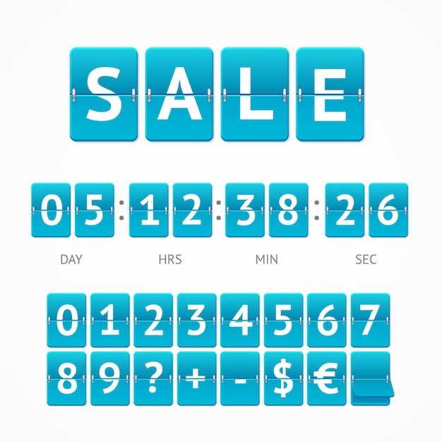 Counter Seasonal Sale Concept.  Lettering on Blue Boards. Vector illustration