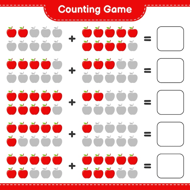 Counting game, count the number of Apple and write the result. 
