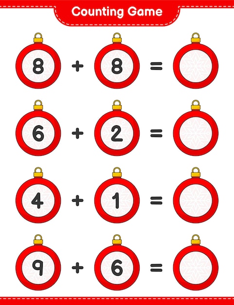 counting game count the number of christmas ball and write the result educational children game