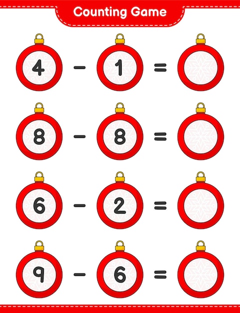 counting game count the number of christmas ball and write the result educational children game