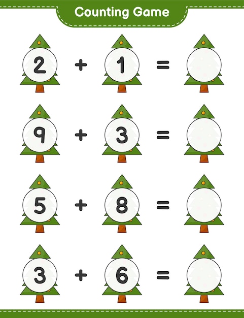 counting game count the number of christmas tree and write the result educational children game