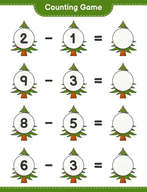 counting game count the number of christmas tree and write the result educational children game