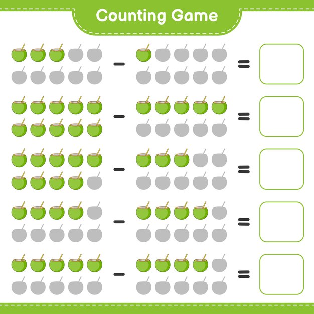 Counting game count the number of Coconut and write the result Educational children game