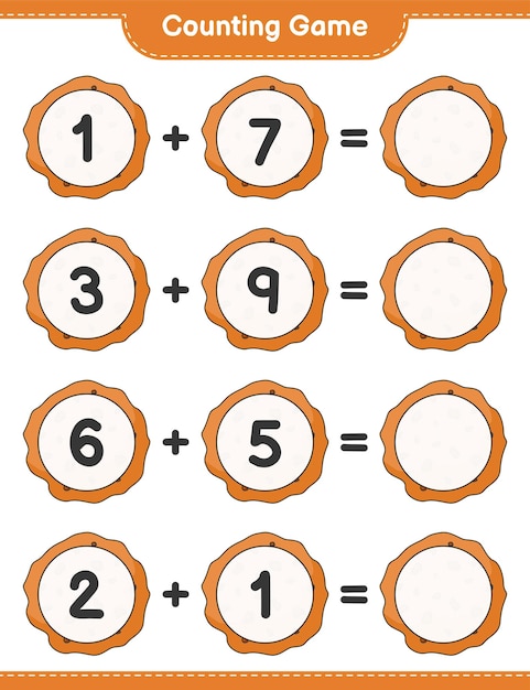 counting game, count the number of cookie and write the result. educational children game, printable worksheet, vector illustration