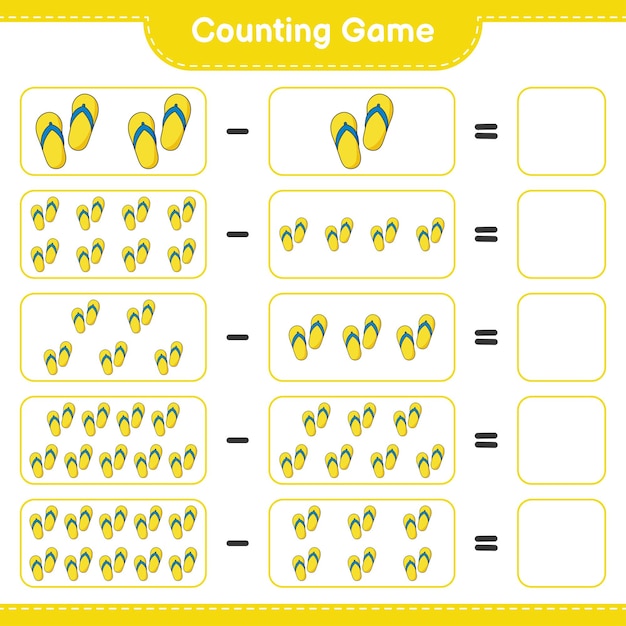 Counting game count the number of Flip Flop and write the result Educational children game