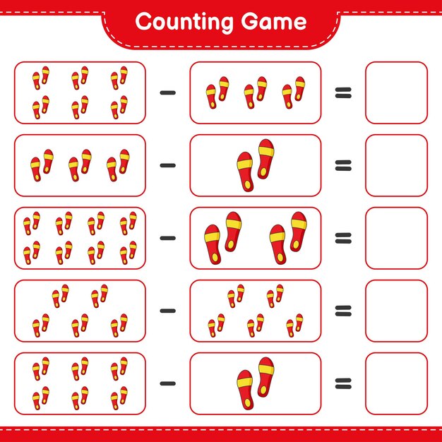 Counting game count the number of Flip Flop and write the result Educational children game