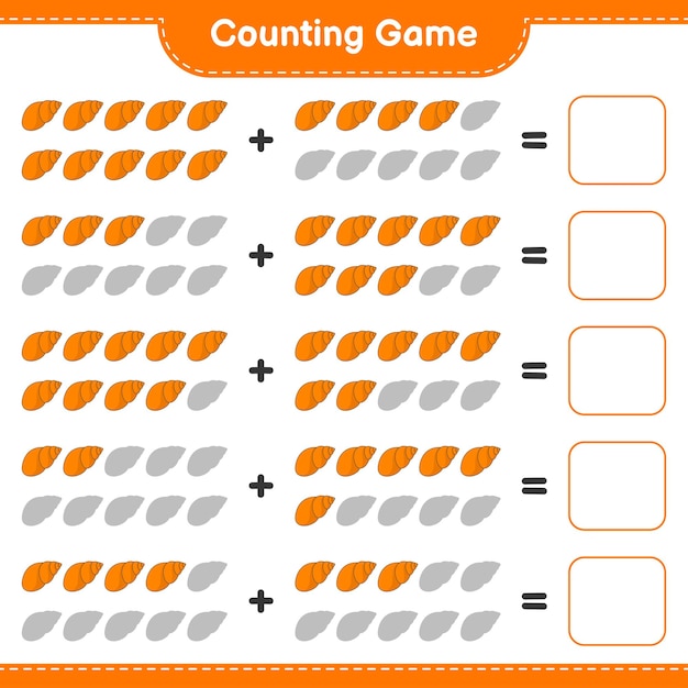 Counting game count the number of Sea Shells and write the result Educational children game