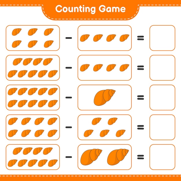 Counting game count the number of Sea Shells and write the result Educational children game