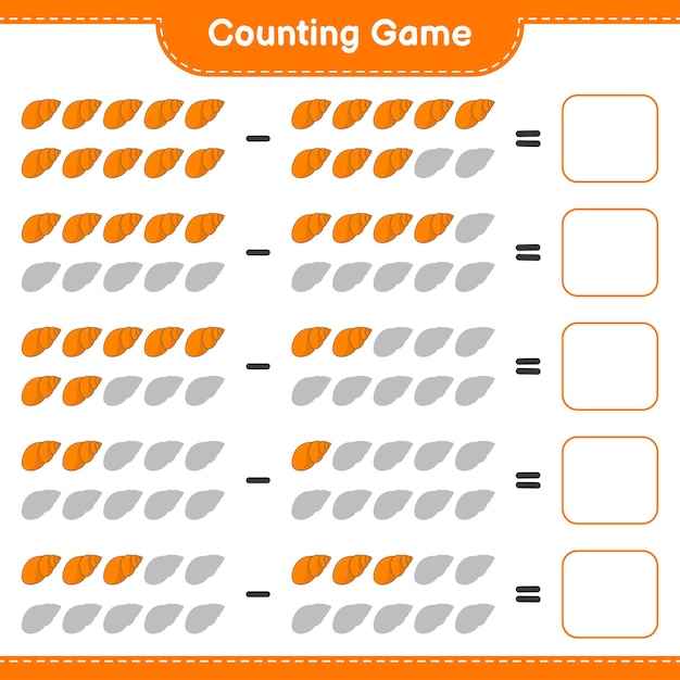 Counting game count the number of Sea Shells and write the result Educational children game