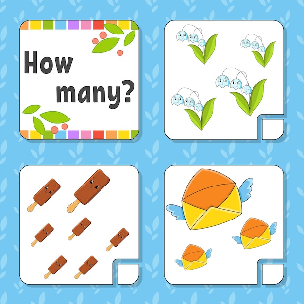 Counting game for children Happy characters Learning mathematics