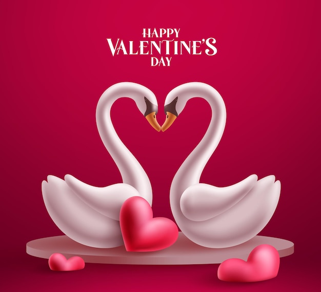 Couple swan characters vector background design