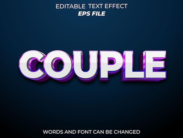 couple text effect font editable typography 3d text vector template