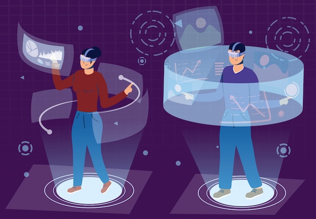 Couple using augmented reality technology