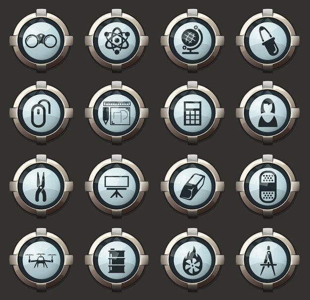 courses school vector stylish round buttons for mobile applications and web