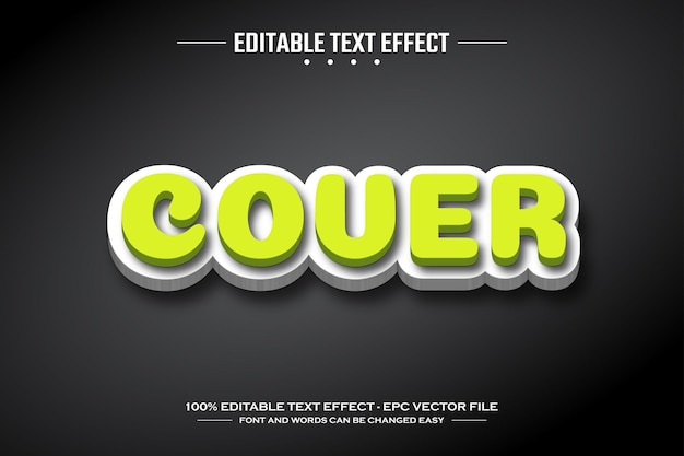 cover 3d editable text effect template