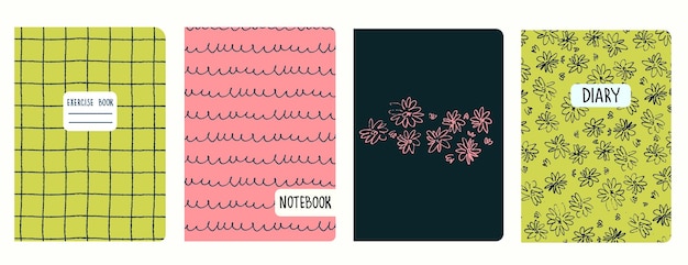 cover page templates based on patterns with flowers grid cursive imitation headers isolated replaceable