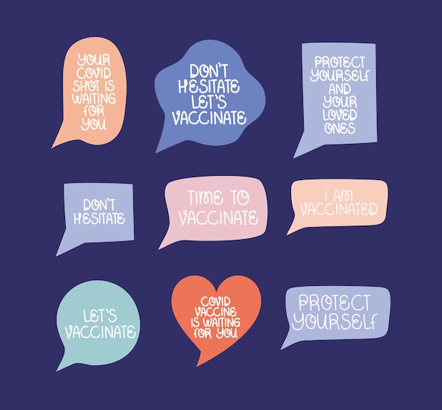 Covid vaccine text balloons