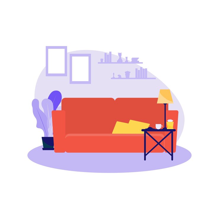 Vektor cozy living room illustration with armchair in flat style home decor colorful interior design concept