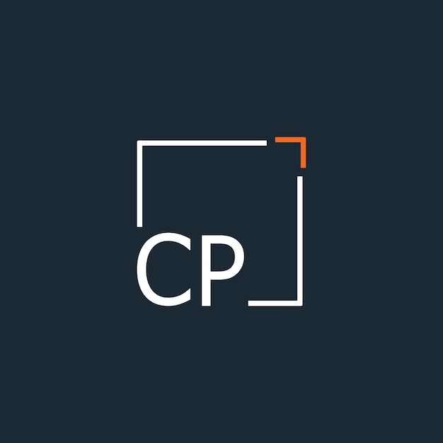 cp initial monogram logo with square style design
