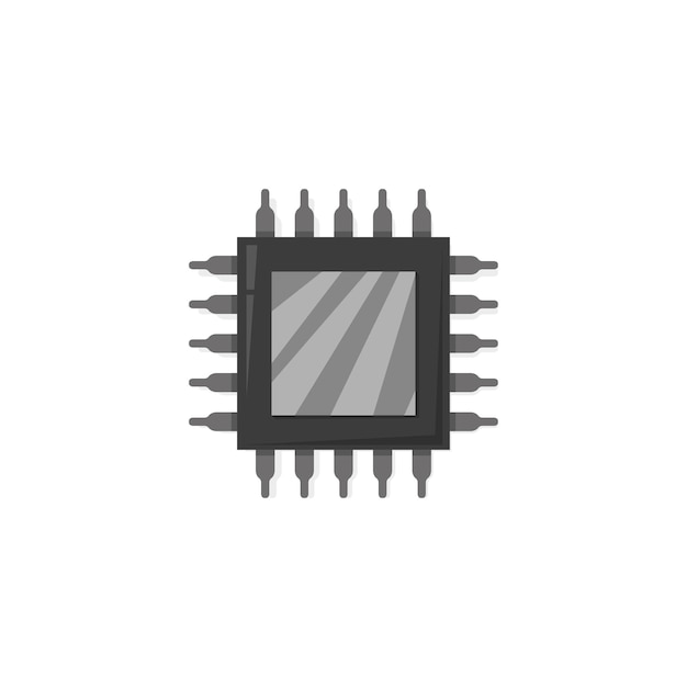 CPU computer microchip in flat style vector