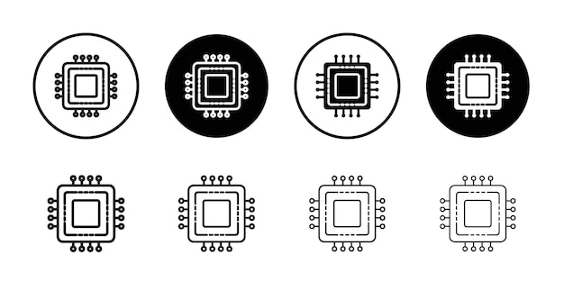 cpu icon outline set sign
