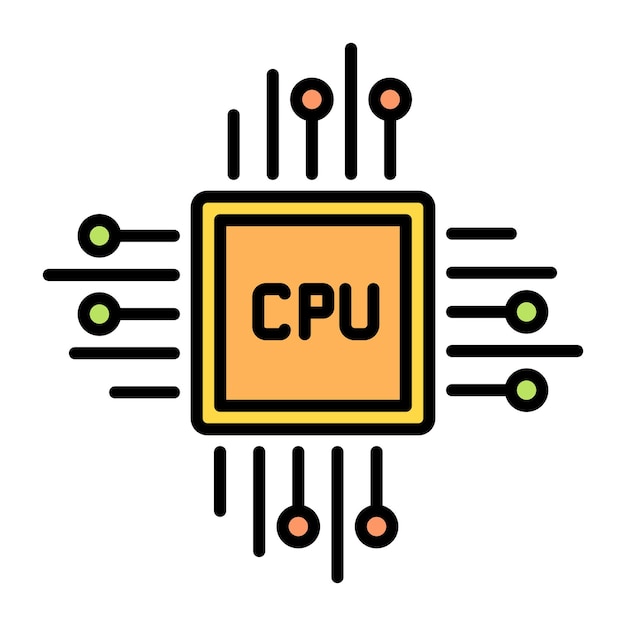 CPU Processor Flat Illustration