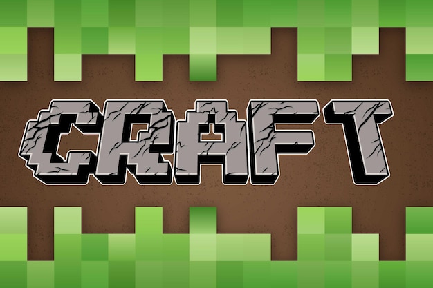 craft pixel game building and mining typography editable text effect font style template design