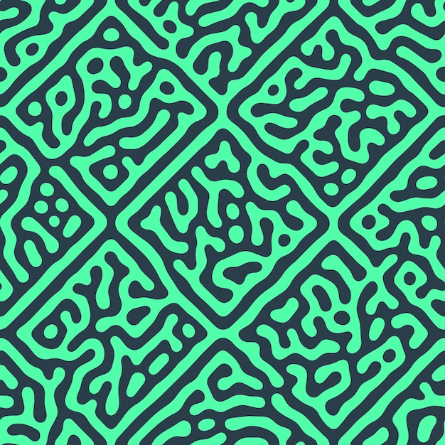 Crazy Psychedelic Art Graphic Turquoise Seamless Pattern Vector Abstraction