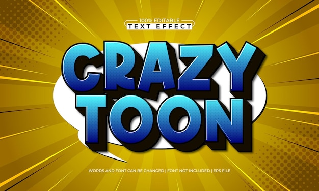 crazy toon editable text effect with a comic and kids text style