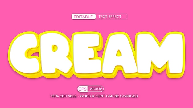 cream editable text effect vector 3d style