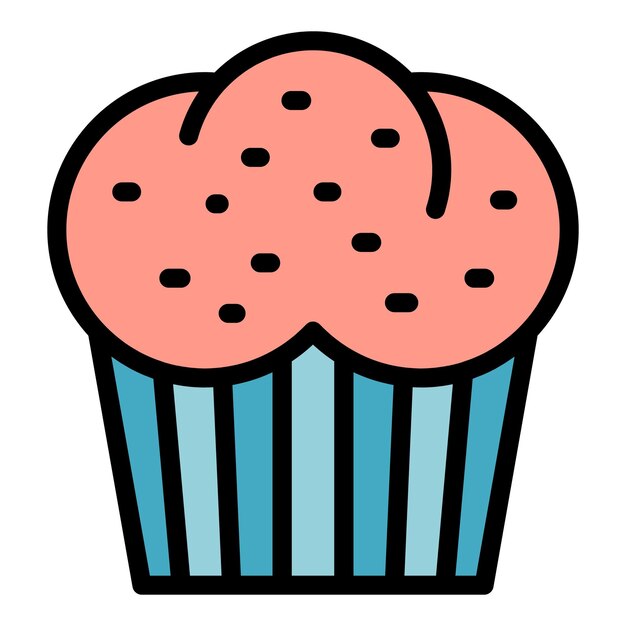 Creamy muffin icon Outline Creamy muffin vector icon for web design isolated on white background color flat