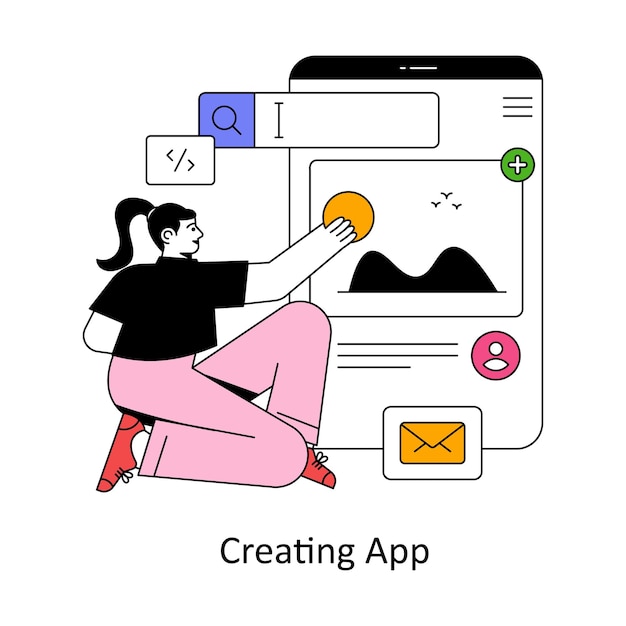 Creating App Flat Style Design Vector illustration Stock illustration