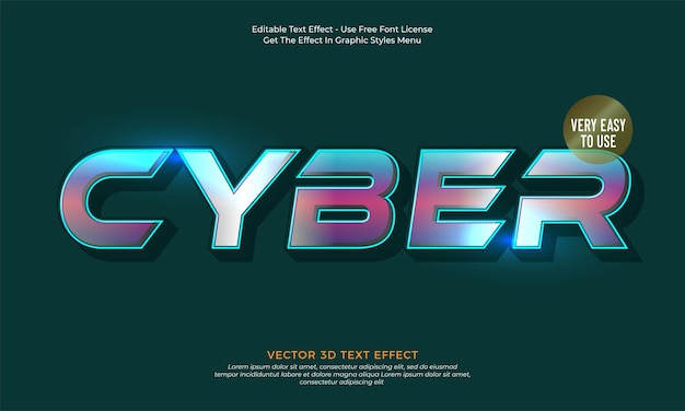 Creative 3d text cyber editable style effect