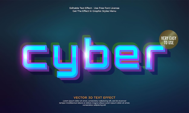 Creative 3d text cyber editable text effect