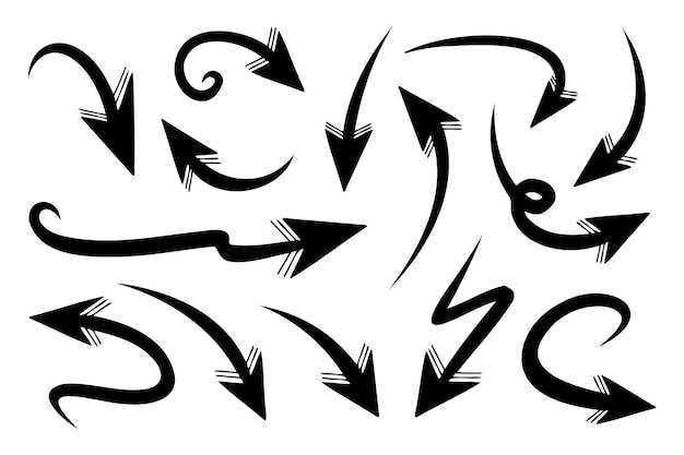 Creative arrow doodle collection on white background