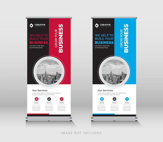Creative business agency stands roll up banner design template
