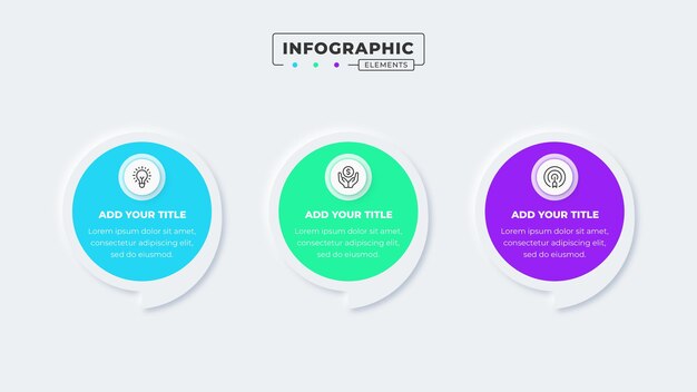 Creative business infographic template with 3 steps or options