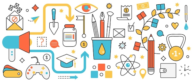 Creative business solutions and ideas abstract success strategy education and projects