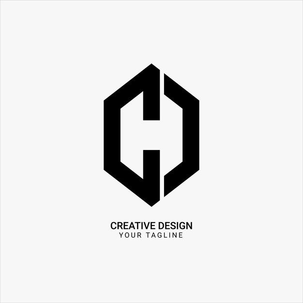 Creative CH or HC initial hexagonal shape line art pattern modern brand unique logo design