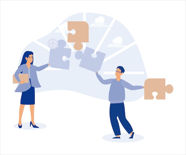 Creative characters and their business activity.flat vector modern illustration