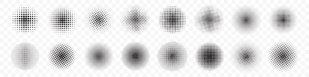Creative circle halftone collection Set of black halftone elements