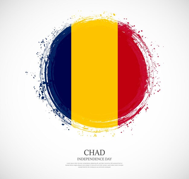 Creative circular grungy shape brush stroke flag of Chad on a solid background
