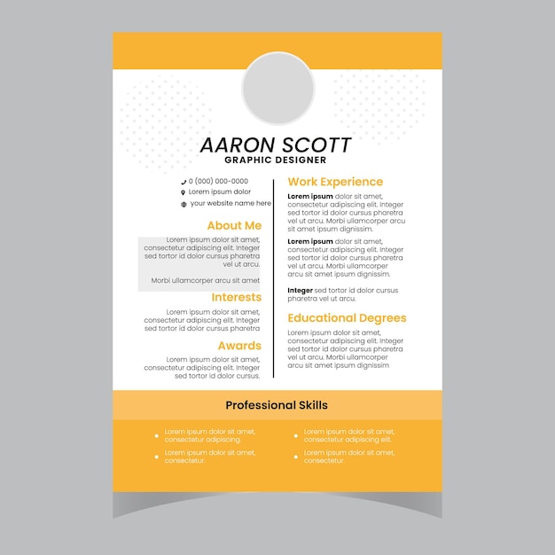 Creative Colorful CV Resume Template with Bright Neon Yellow and Purple Color Block curriculum vitae