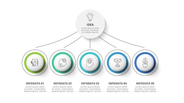 creative concept for infographic with 5 steps options parts or processes business data visualization
