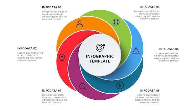 creative concept for infographic with 6 steps options parts or processes business data visualization